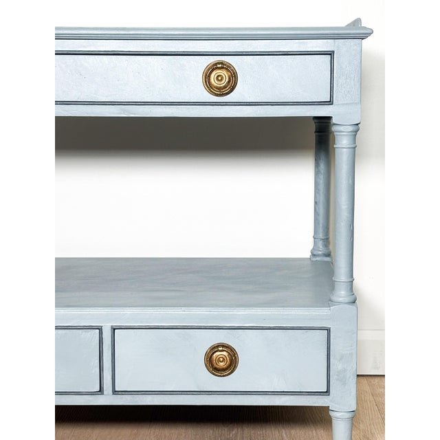1920s 1920s Dusty Blue French Style Side Table, Newly Refinished For Sale - Image 5 of 14