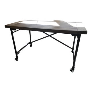 FrontGate / Restoration Hardware Reclaimed Wood and Iron Desk For Sale
