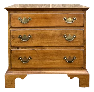 1980s Ethan Allen Circa 1776 Collection Traditional Solid Maple 3 Drawer Nightstand or Chairside Chest (18-9012)