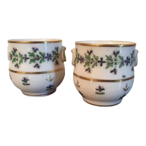 18th Century Paris Porcelain Pot de Creme Vase - A Pair