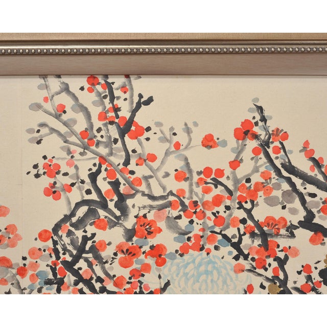 Japanese Floral and Blossom Panorama Watercolor Painting 6 Ft For Sale - Image 10 of 18