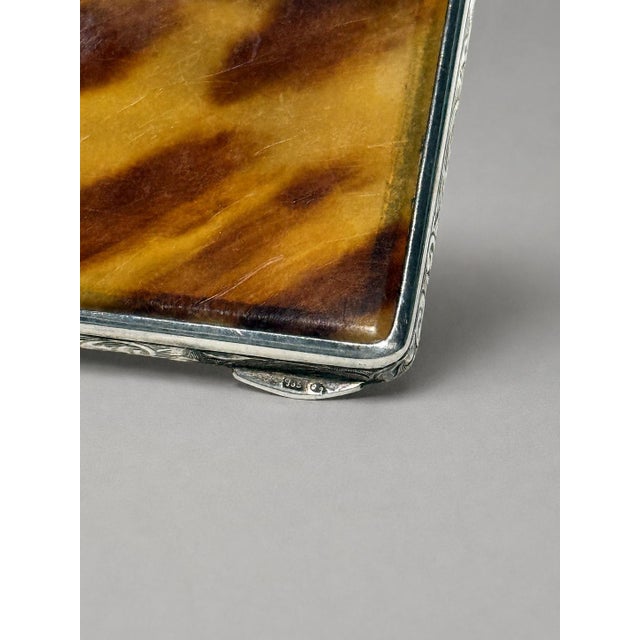 1900s Swedish Sterling Silver and Faux Tortoiseshell Floral Compact For Sale - Image 10 of 11
