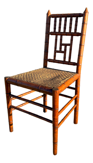 French Faux Bamboo Side Chair, 1890s
