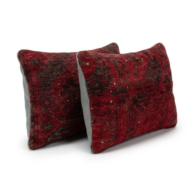 Mid-Century Modern Anatolian Lumbar Rug Pillow Cover 15'' X 24'' - Set of Two For Sale - Image 3 of 4