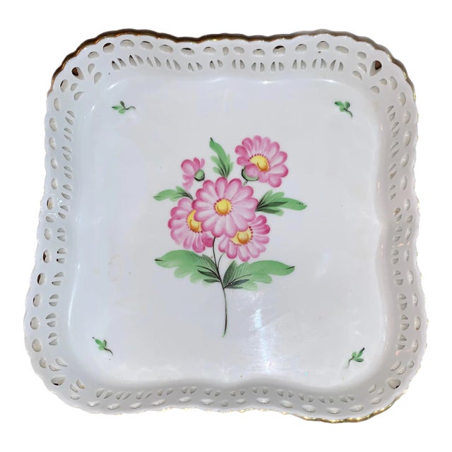 1970s Herend Open Work Square Dish For Sale
