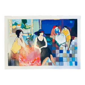 Itzchak Tarkay "Women in Cafe" Signed & Numbered Serigraph 204/350 With Raised Embossed Seal