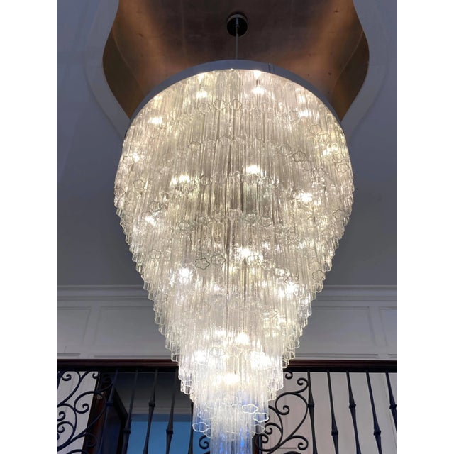 Nickel Polished Chandelier With Tronchi Glass by Lmd Custom Lighting For Sale In New York - Image 6 of 13