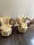 Pair of Italian vintage accent chairs in yellow velvet (reupholstered in 2005 in Verona Italy); barrel-shaped; Biedermeier...