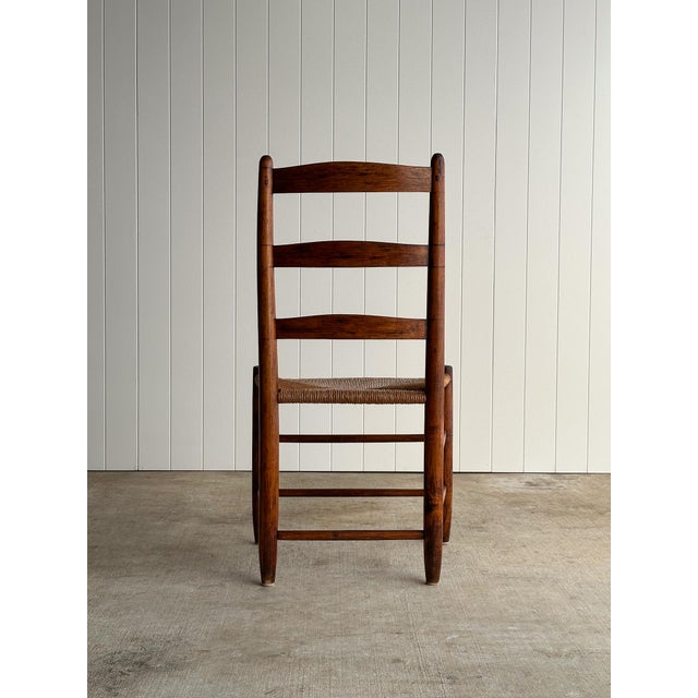 Antique Ladderback Chair With Hand-Woven Rush Seat For Sale - Image 9 of 18