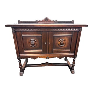 Rare Antique 1920s Baker Furniture Company Walnut Spanish Revival 44" Buffet Server For Sale