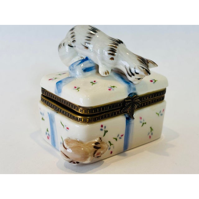 Limoges, France Porcelain Collectible Box Cat With Mouse For Sale - Image 4 of 12