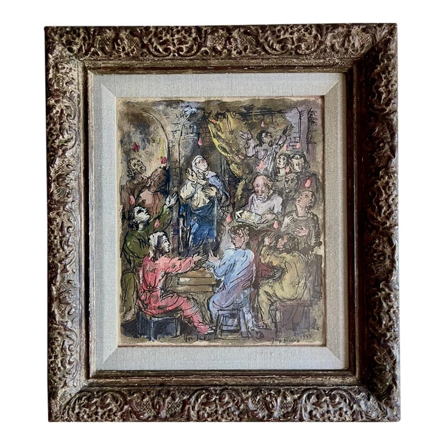 Joep Nicholas-Original Custom Framed Gouache Painting-1945 For Sale