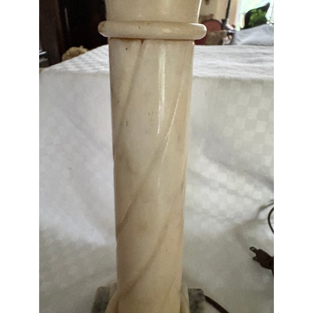 Neoclassical 1940s Marble Column Lamp For Sale - Image 3 of 14
