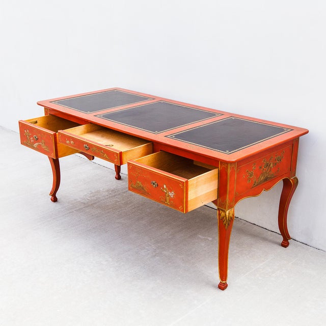 Baker Furniture Company Vintage French Regency Chinoiserie Writing Desk by Baker, 1980s For Sale - Image 4 of 15
