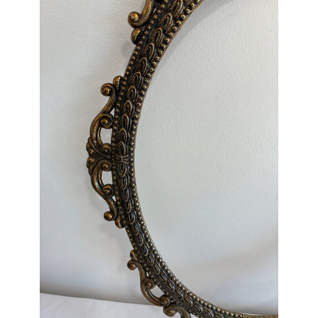 Early 20th Century Vintage Ornate Solid Brass Oval Frame, Baroque Style For Sale - Image 5 of 11