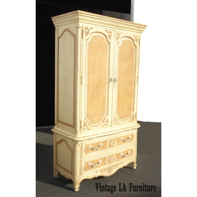 French Country Cottage Thomasville Ornate Off White Armoire Chairish