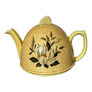 Mid 20th Century Ceramic Teapot With Felt Warmer Insulator Cover For Sale