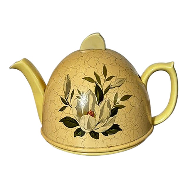 Mid 20th Century Ceramic Teapot With Felt Warmer Insulator Cover For Sale