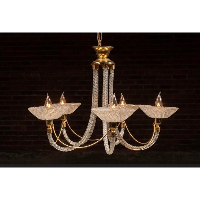 Glass Vintage Murano-Style Glass Five-Light Chandelier For Sale - Image 7 of 7