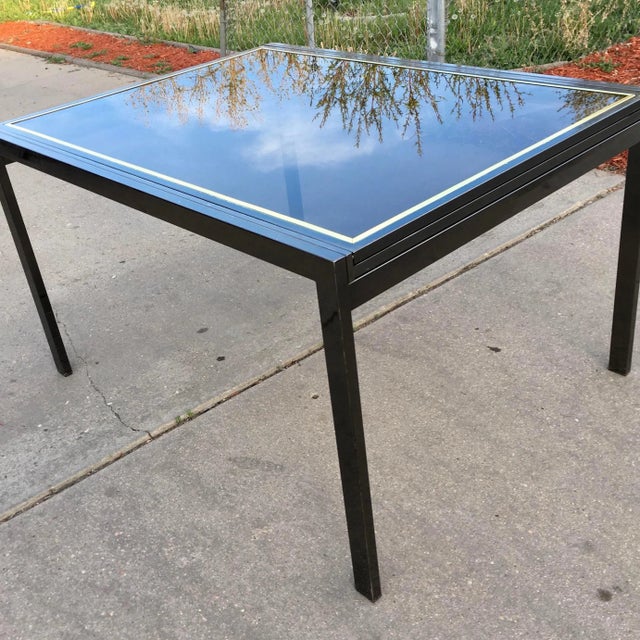 DIA - Design Institute America Chrome & Brass Smoked Glass Extendable Dining Table Manner of Milo Baughman for Design Institute of America For Sale - Image 4 of 13