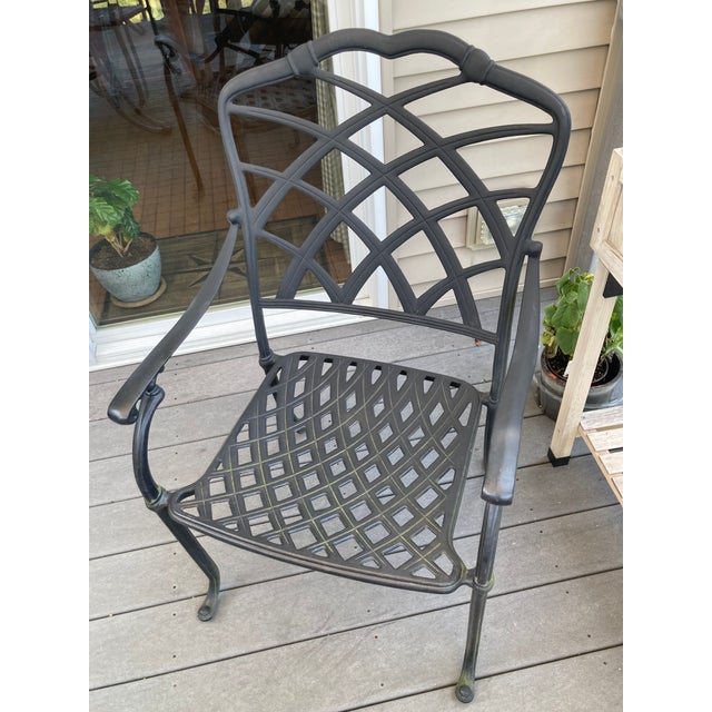 Black Patio Dining Set, Cast Aluminum, With Table and 4 Chairs in Very Good Condition For Sale - Image 8 of 8