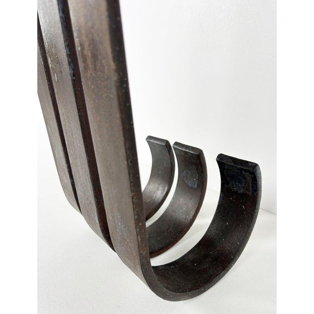 Chrome 1930s Art Deco Wrought Iron, Brass, Marble Console Table, Subes Manner For Sale - Image 8 of 10