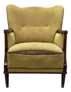 Danish Modern, Lounge Chair, Fabric, Stained Wood, Denmark, 1940s