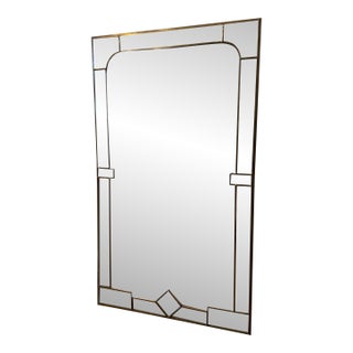Vintage Post Modern Brass and Beveled Glass Mirror For Sale
