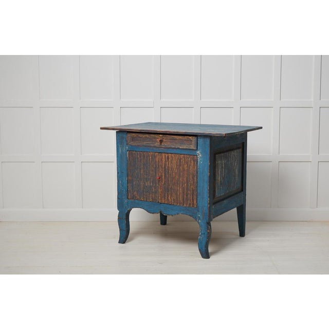 Small Antique Swedish Blue Folk Art Sideboard For Sale - Image 5 of 14