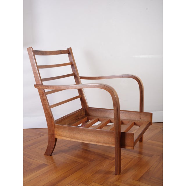 Art Deco Upholstered Walnut Lounge Chair, 1930s For Sale - Image 11 of 18