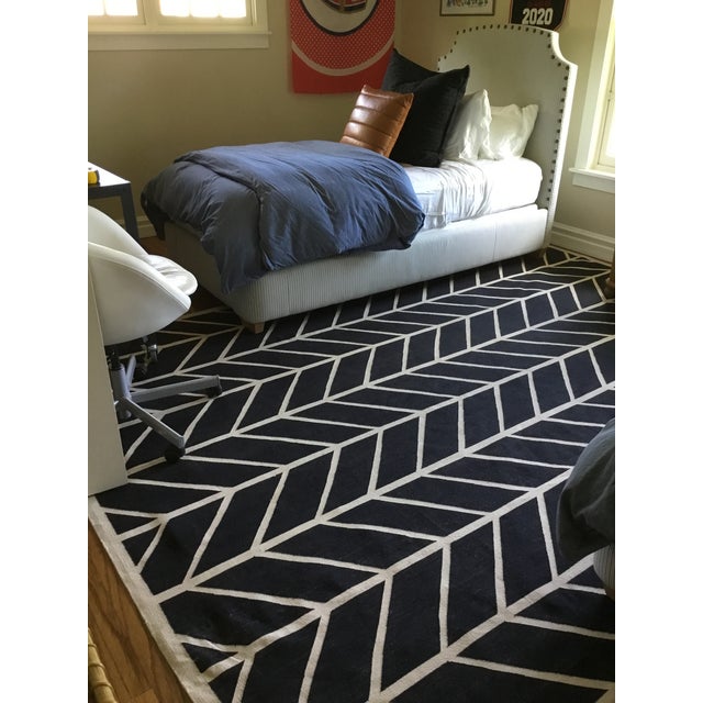 Twin Blue Pinstriped Bed Frames For Sale - Image 13 of 13