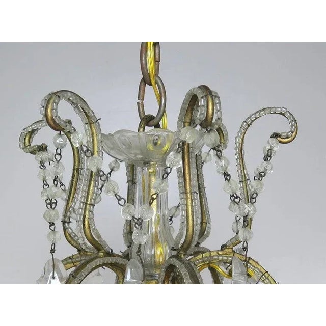1930s 10-Light French Louis XV Style Crystal Beaded Chandelier, Circa 1930s For Sale - Image 5 of 11