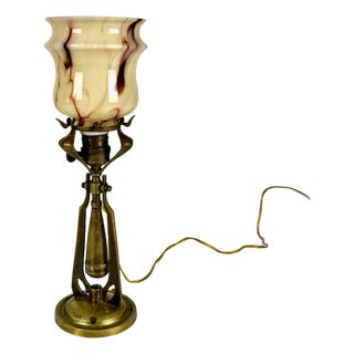 Art Nouveau Rocking Table or Wall Lamp in Marble Glass and Brass, 1890s For Sale