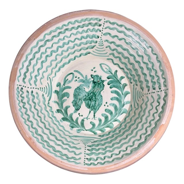 Large Spanish Fajalauza Ceramic Lebrillo Bowl For Sale