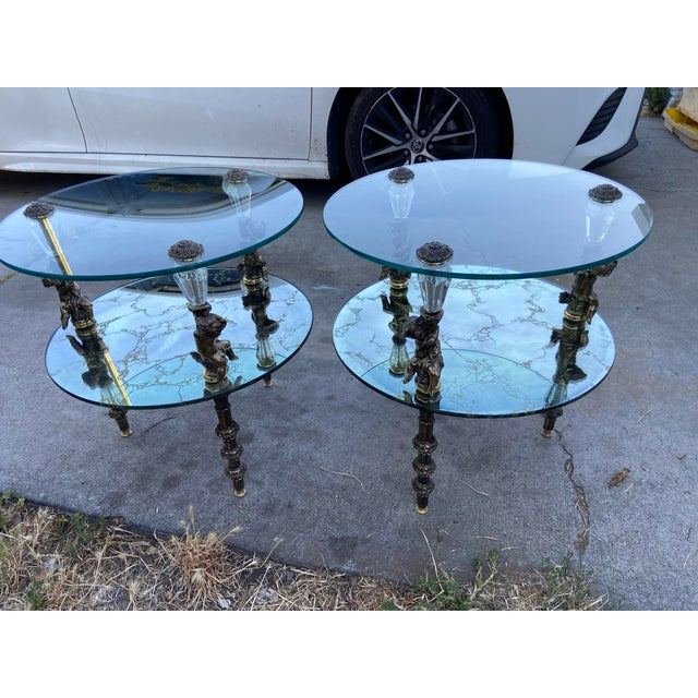 1940s Hollywood Regency Goran of Belgium End Table Set of Two Unmarked For Sale - Image 11 of 12