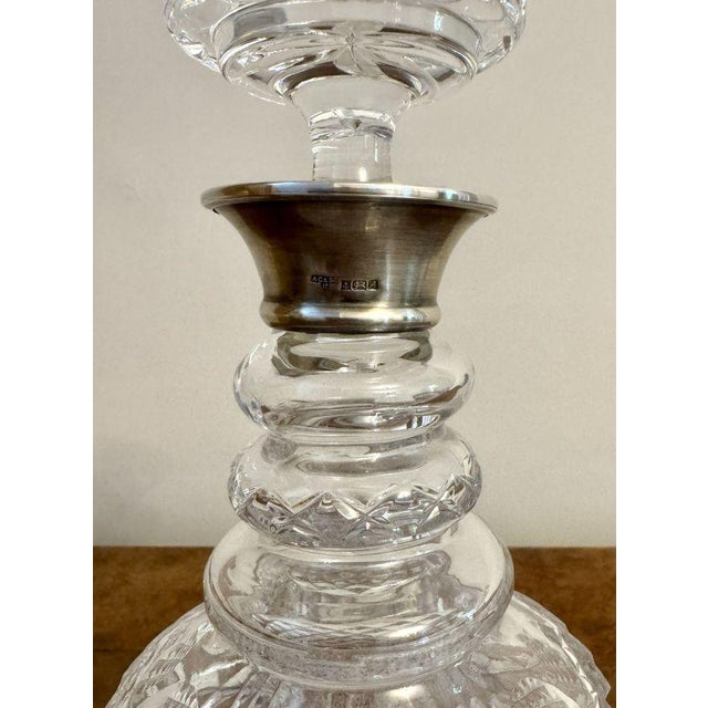 Antique Edwardian Silver Collar Cut Glass Decanter, 1900 For Sale - Image 4 of 6