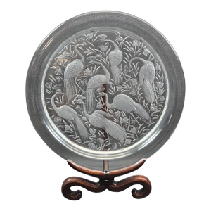 Mid 20th Century Lalique France "Nigeria" Peacock Crystal Centerpiece Tray