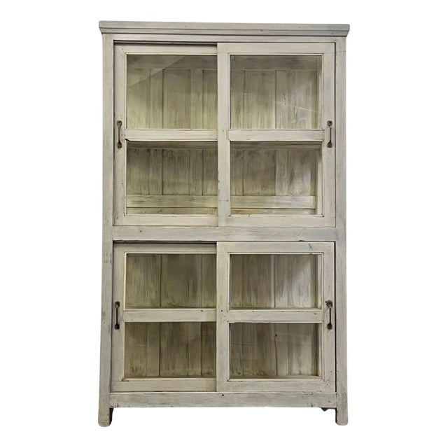 Large Vintage Indian Glazed Storage Cupboard For Sale