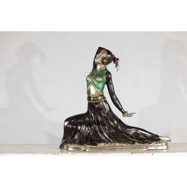 Art Deco Style Cold-Painted Dancer Sculpture After Demetre Chiparus For Sale In New York - Image 6 of 12
