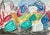 Andreas Bindl, German Abstract Colorful Watercolor Painting Crayon Drawing Andreas Bindl, 1964 For Sale