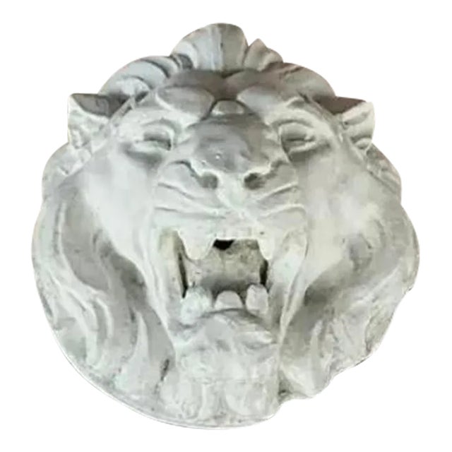French Lion Mask Fountain Head Sculpture, Mounted on Iron Stand For Sale