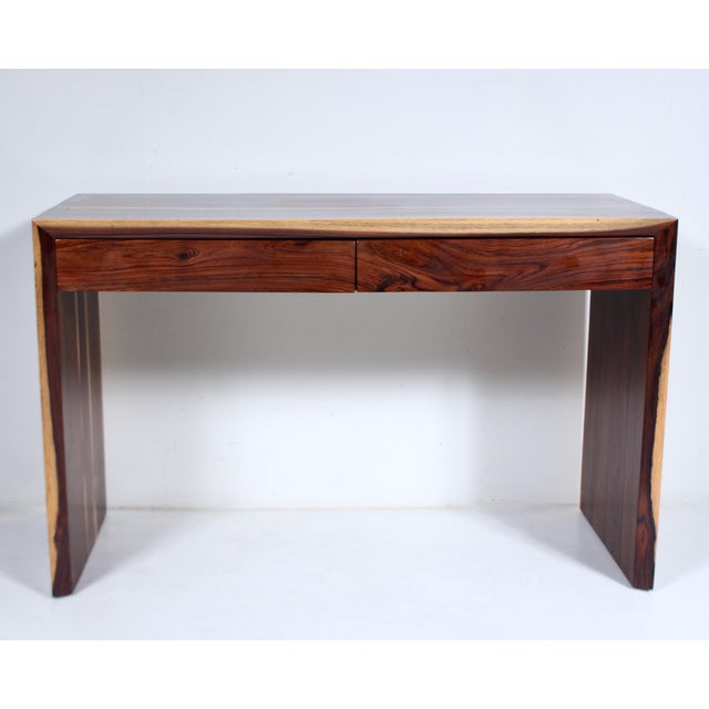 1980s Modern Parsons Style Cocobolo Desk, Handcrafted, 1980s For Sale - Image 5 of 17