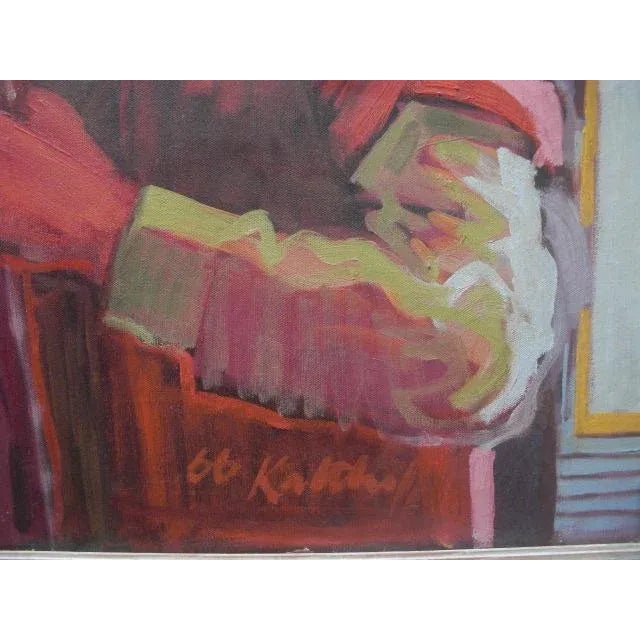 Mid 20th Century Modern Expressionist Figurative Bar Scene Painting by Robert Kalthoff For Sale - Image 9 of 13