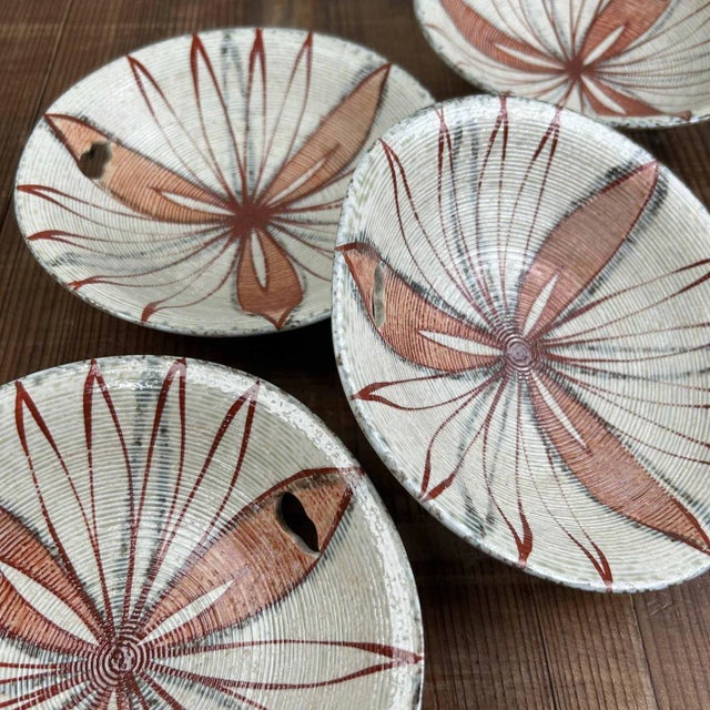 Mid-Century Modern Vintage Japanese Kozara Plates in Ceramic, 1970s, Set of 4 For Sale - Image 3 of 13