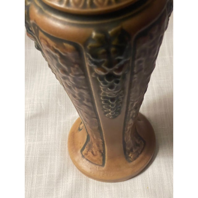 Mid-Century Modern Antique Roseville Pottery 1924 Florentine Vase in a Rich Coppery Textured Brown For Sale - Image 3 of 7