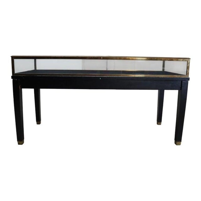 Black Two Russel Built Ny Ebonized & Brass Locking Lift Top Retail Display Cases C1930 For Sale - Image 8 of 18
