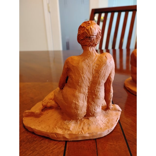 1970s Signed Sienna Terracotta Maternity Sculpture Pair • Chronological Pregnancy Set For Sale - Image 4 of 12