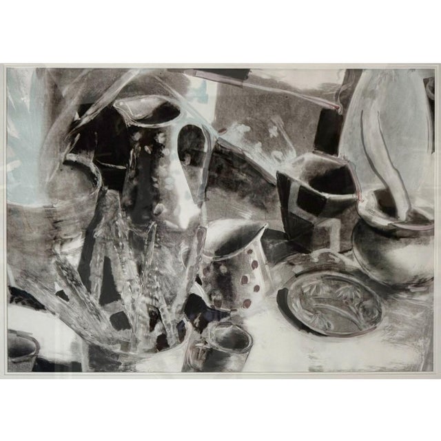 Joel Janowitz, Large Joel Janowitz Boston Modernist Monotype Monoprint Painting Piranesi Series, 1989 For Sale