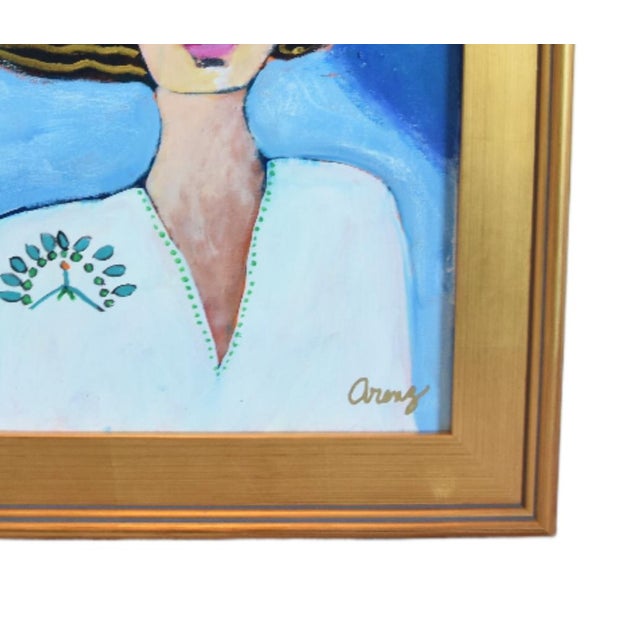 Original one-of-a-kind contemporary portrait oil painting on stretched canvas. The talented artist "Ruth Arenz” signed the...