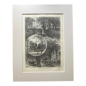 Antique 1874 Wood Engraving "Brooklyn Street-Scenes" New York City in 11x14 Mat